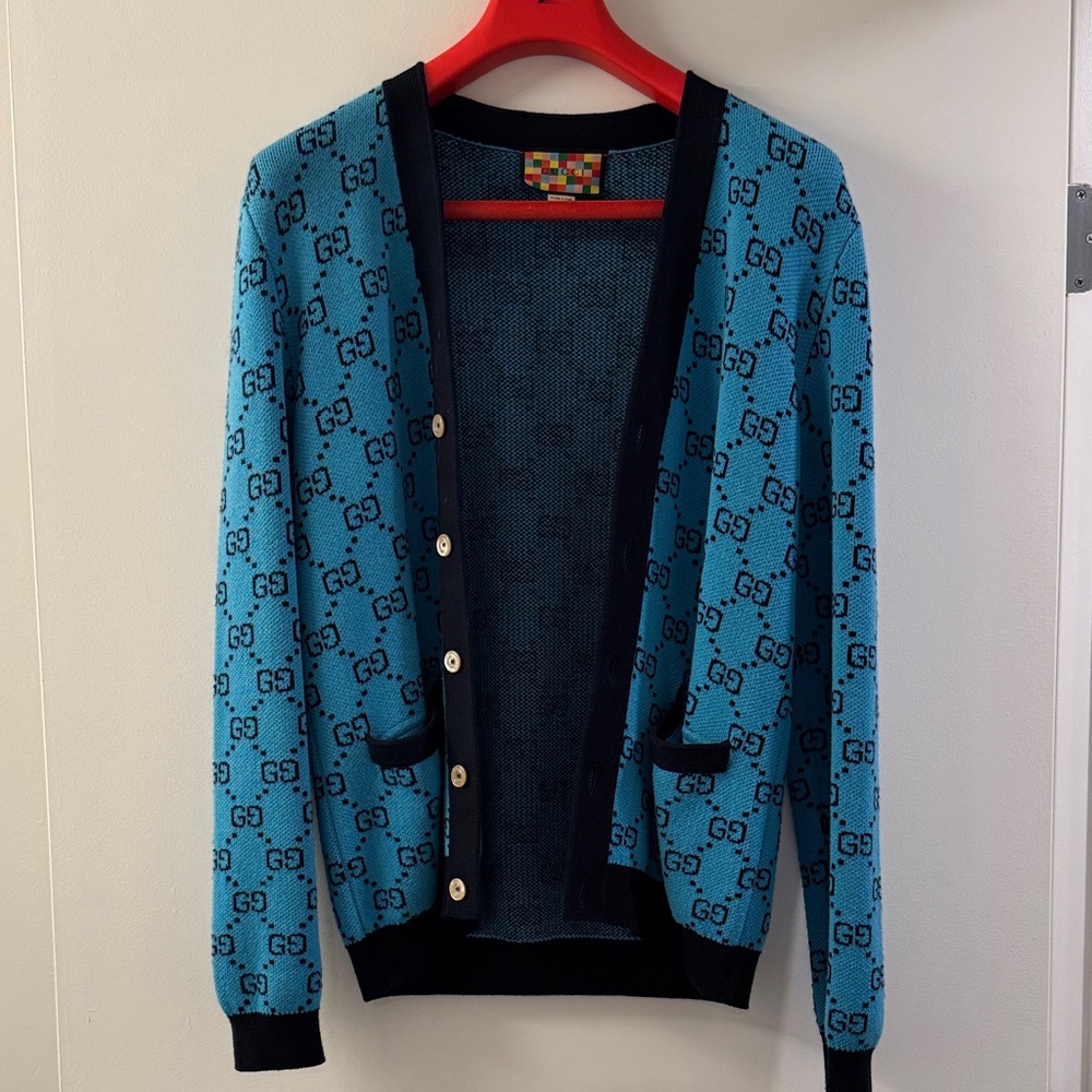 Gucci Teal and Black Men's Cardigan